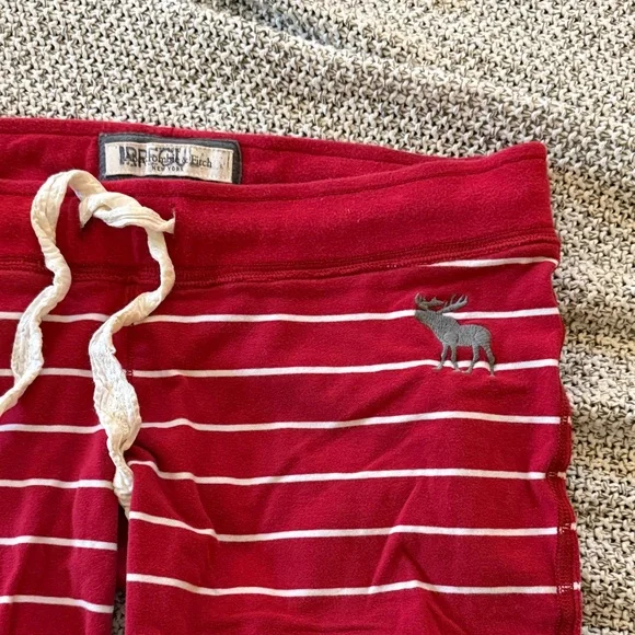 Abercrombie & Fitch Red and White Striped Pajama Pants - Picture 4 of 4